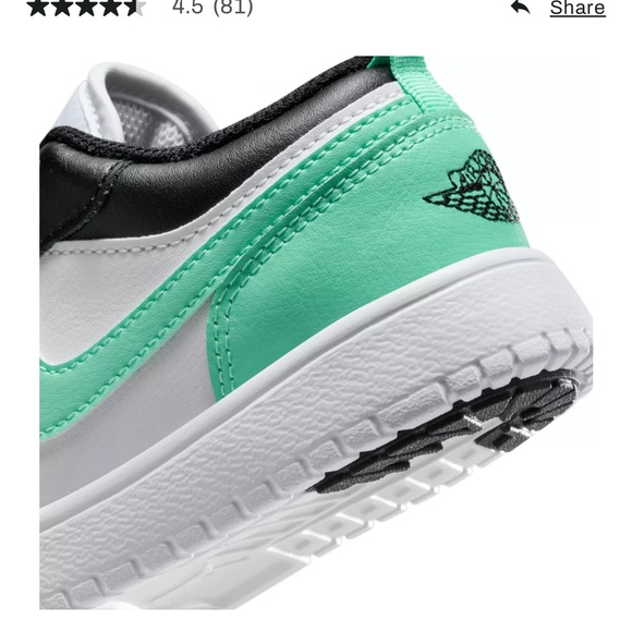 Nike Air Jordan 1 Low in White/Black/Teal… Size 6.5 Big Kids (8 wmn). Worn Once! - Picture 5 of 11